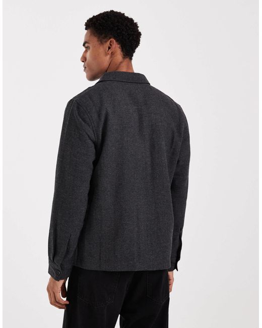 ASOS Gray Herringbone Overshirt for men