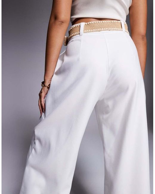 River Island Broek Met Wijde Pijpen En Riem in het Gray