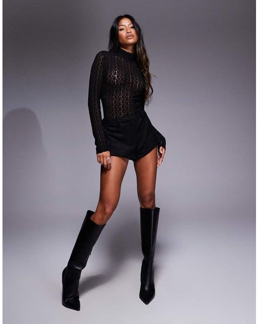 Bardot Gray Vezza Floral Mesh Bodysuit
