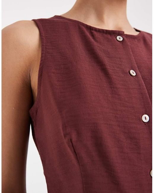 Vero Moda Brown Button Front Sleeveless Top