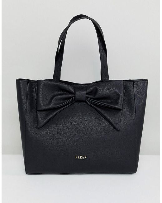 Lipsy Bow Shopper Bag In Black
