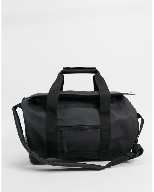 Rains Black Waterproof Small Convertible Duffel Bag for men