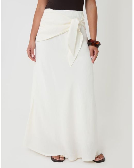 Threadbare White Tie Sash Midi Skirt