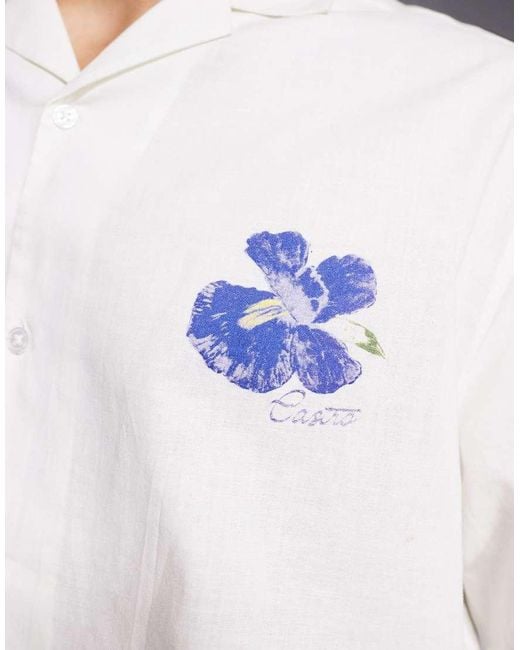 Camisa Extragrande Con Estampado Floral Posicional Y Cuello De Solapas De -Neutro ASOS de hombre de color Blue