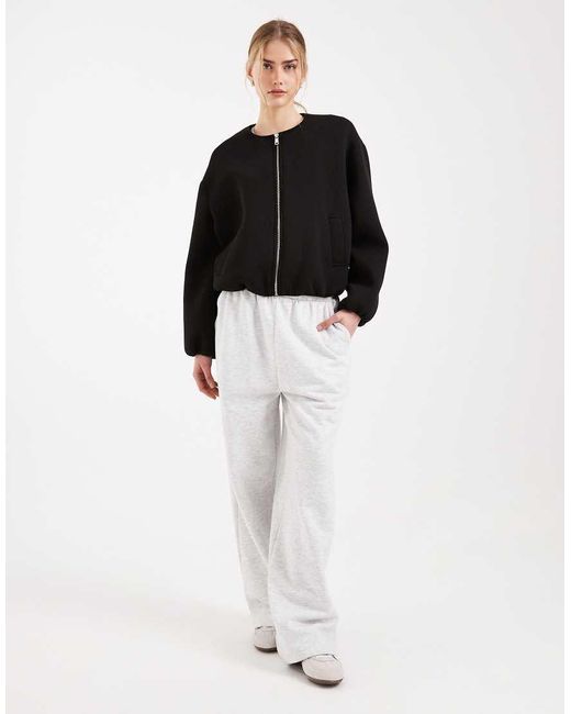 ONLY Black Scuba-Style Fabric Bomber Jacket