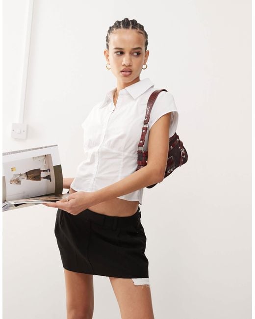 Edikted Natural Massie Tailored Button Up Shirt