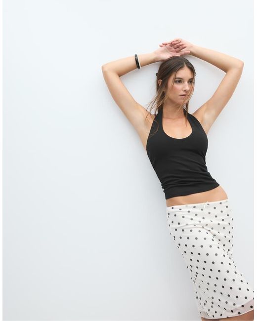 Stradivarius Black Basic Halter Top