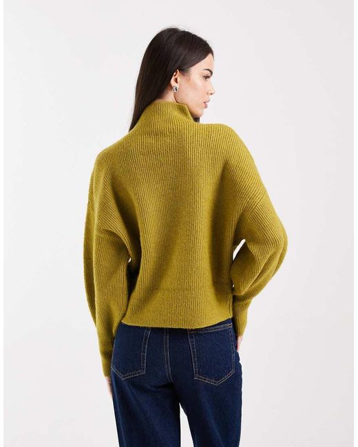 ASOS Blue Volume Sleeve Funnel Neck Jumper