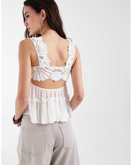 Free People White Intimately Fp Petal Party Ruffle Cami Top