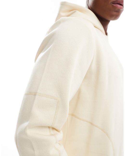Threadbare White Hoodie With Seam Detail for men