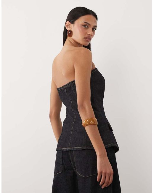 Mango Black Clemence 100% Cotton Button Through Bandeau Top Co-ord