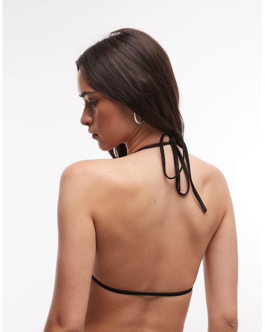 Collusion Black Tie Front Triangle Bikini Top