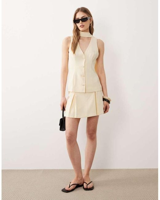 Miss Selfridge Natural Tailored Scarf-Neck Waistcoat Co-Ord