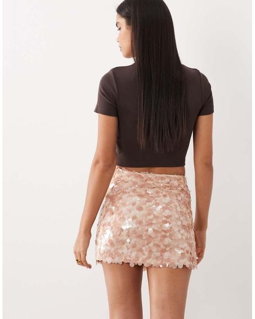 ASOS Natural Layered Sequins Mini Skirt