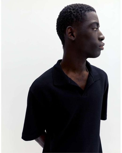 Pull&Bear Blue Short Sleeve Interlock Polo Shirt for men