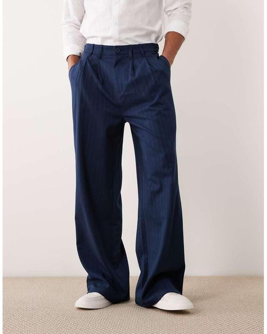 Cotton On Blue Super baggy Pleated Trouser for men