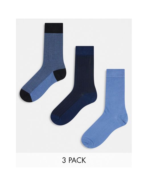 River Island Blue 3 Pack Socks for men