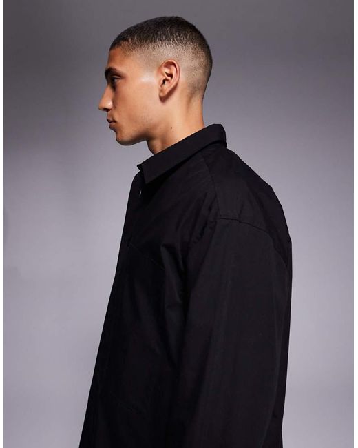 ASOS Blue Oversized Shirt With Workwear Pocket for men