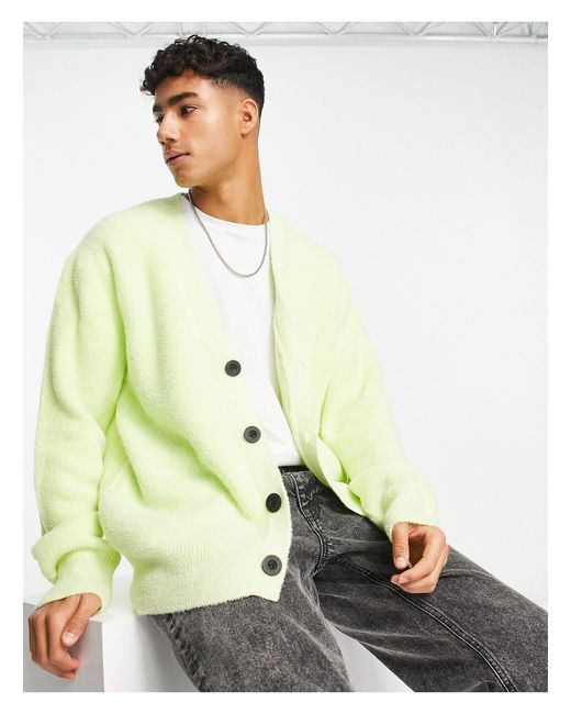River Island Brushed Cardigan in Green 