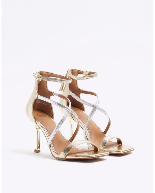 River Island White Closed Back Strappy Heeled Sandals
