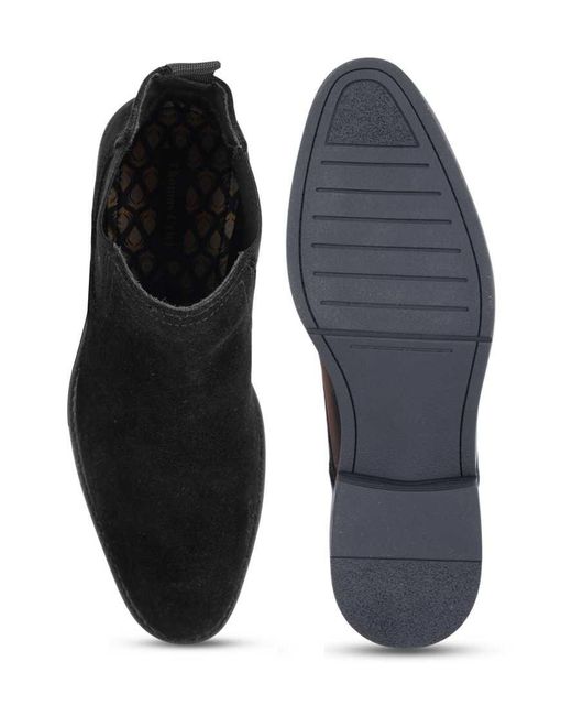 Thomas Crick Black Griffin Suede Leather Chelsea Boot for men