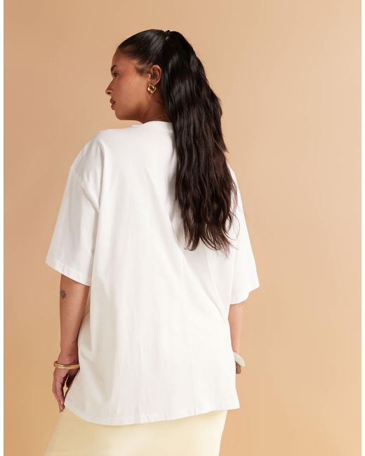 ASOS Natural Asos Design Curve Oversized T-Shirt With New Delhi Embellished Graphic
