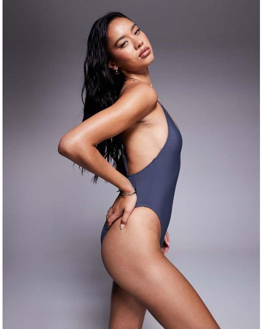 ASOS Blue Kim Ruched Swimsuit