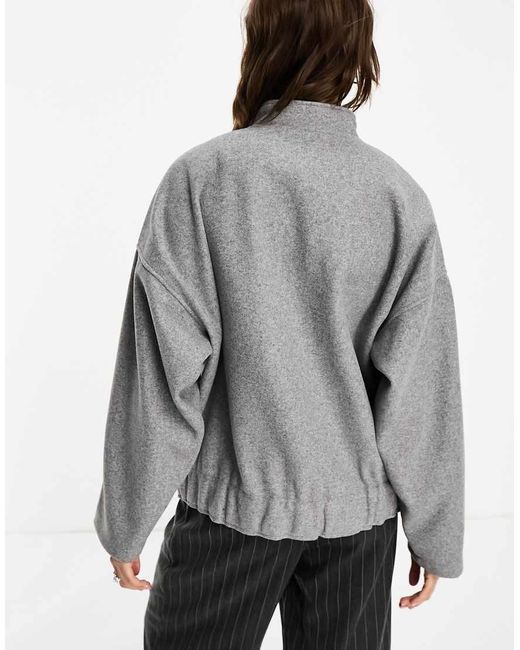 Noisy May Gray Brushed Bomber Jacket