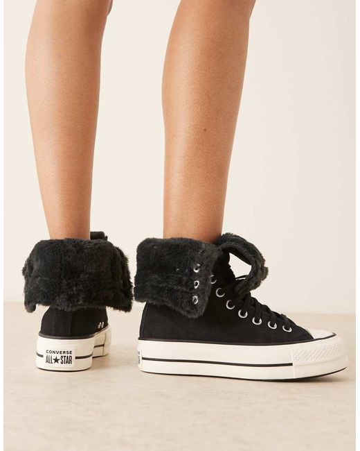 Converse Black Chuck Taylor All Star Fold Over Lift Trainers