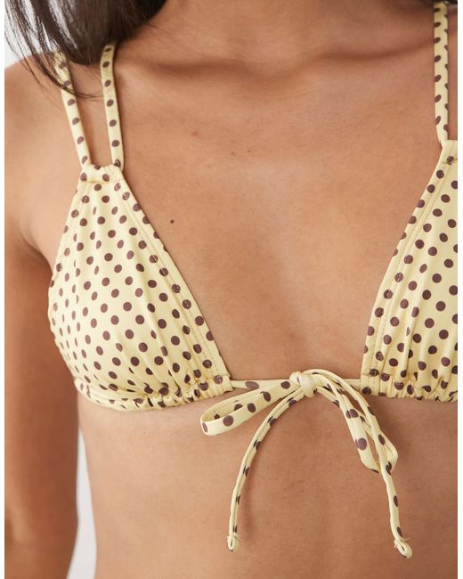 ASOS Brown Dottie Double Strap Triangle Bikini Top