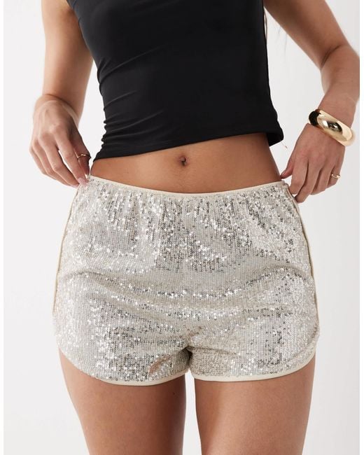 ASOS White Sequin Runner Short