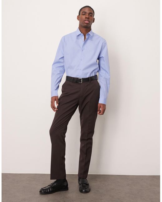 ASOS – elegantes, leicht zu bügelndes hemd in Blue für Herren