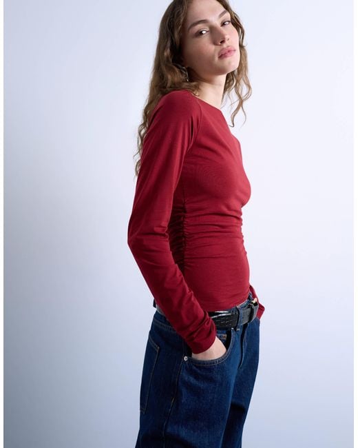 TOPSHOP Red – langärmliges oberteil aus modal