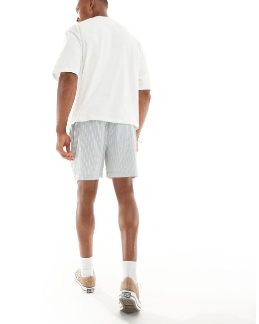 Short large à rayures - et blanc ASOS pour homme en coloris White