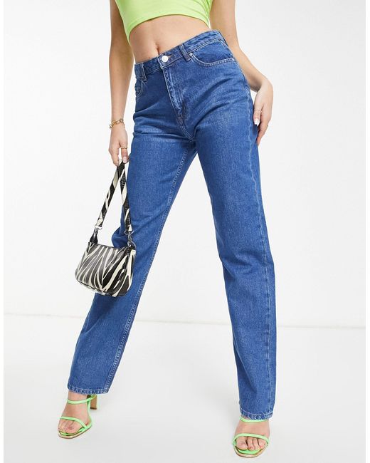 Envii Blue Organic Cotton High Waist Straight Leg Denim Jeans Co-ord