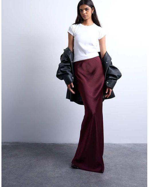 TOPSHOP Schuingesneden Maxirok Tot Aan De Grond in het White