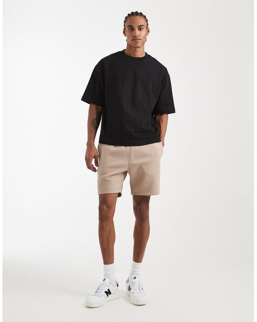 ASOS Black Essentials Slim Mid Length Jersey Shorts for men