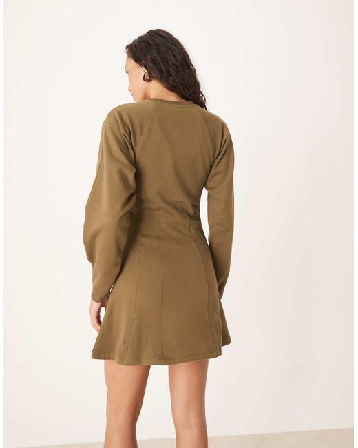 ASOS Brown Seam Detail Mini Sweat Dress