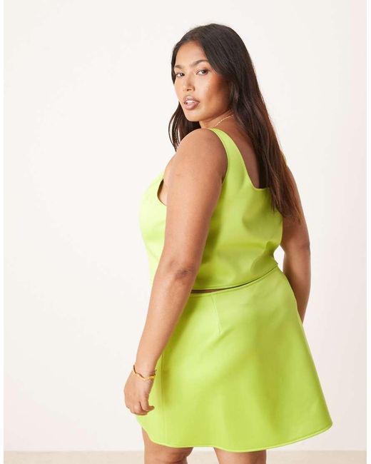 ASOS Green Asos Design Curve Co-ord Satin Wide Square Neck Cami Top