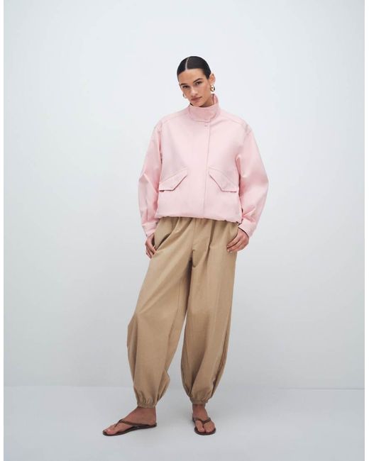 ARKET Harrington Bomberjack Met Opstaande Boord in het Pink