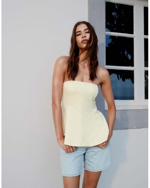 Abercrombie & Fitch White Peplum Tube Top