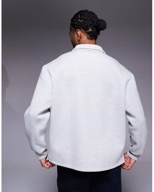 ASOS Gray Relaxed Quarter Zip Sweatshirt With Collar And Fixed Hem for men