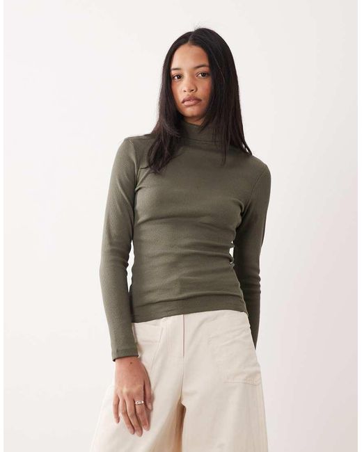 Brave Soul Blue Long Sleeve Ribbed Rollneck Top