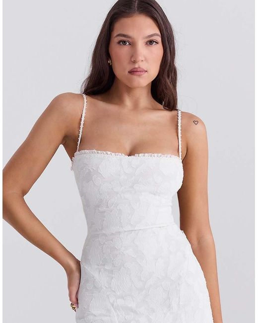 House Of Cb White Joan Lace Up Back Maxi Dress