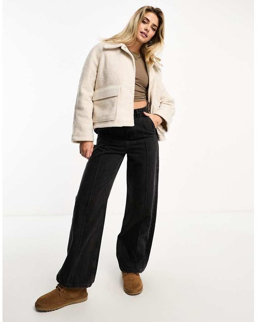 Pull&Bear White Wool Cropped Coat