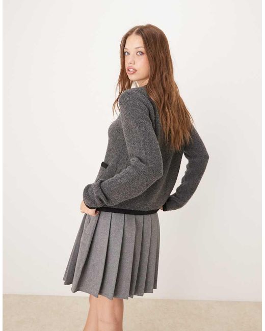 Cardigan Girocollo Bouclé di Nobody's Child in Gray