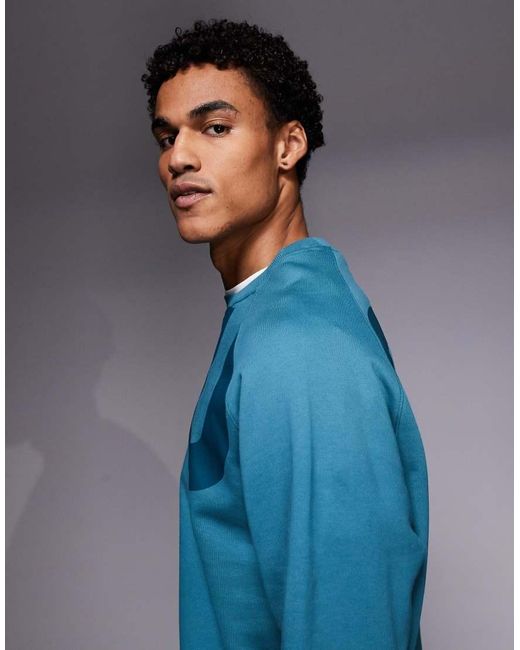 HUGO Blue Nalfcrew Large Logo Sweatshirt for men