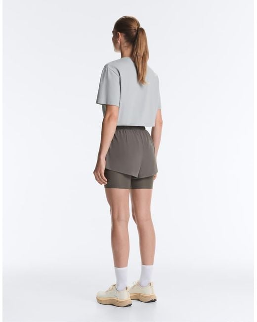 Oysho Gray Mid Rise 2-in-1 Technical Shorts