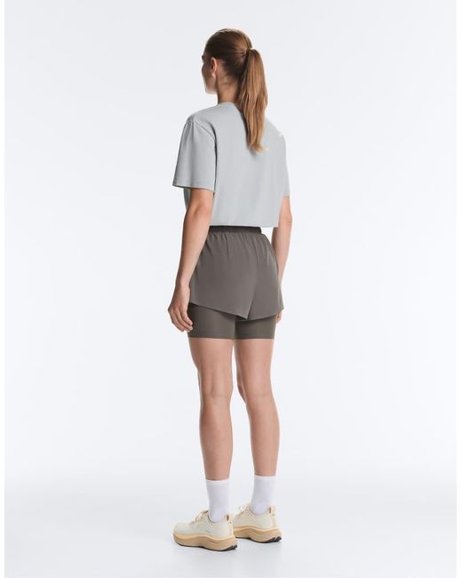 Oysho Gray Boxy Cotton Blend Slogan T-Shirt