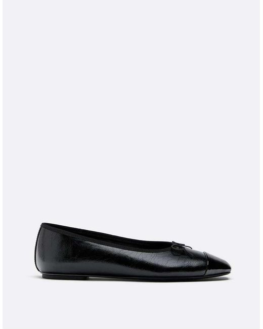 Stradivarius White Bow Detail Leather Effect Ballet Pumps